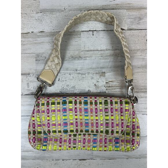 The SAK Woven Ribbon Rainbow Small Purse Bag Clutch Detachable Woven Strap - Picture 1 of 7